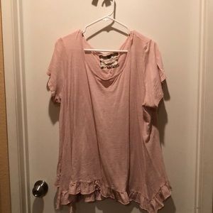 Cupio Pink tee with ruffle hem